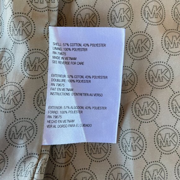 Michael Kors Asymmetrical Cotton Blend Trench Coat Draped Collar Tan, Size Small - Picture 9 of 14